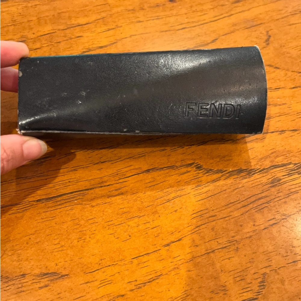 Vintage Fendi Black Leather Glasses/ sunglasses Case. Fair condition